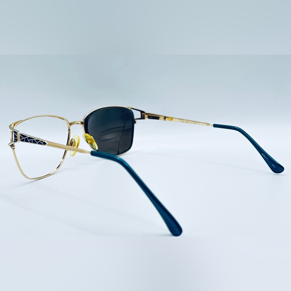 Vintage Menrad Gold Blue Oval Sunglasses Frames Only - Picture 5 of 8